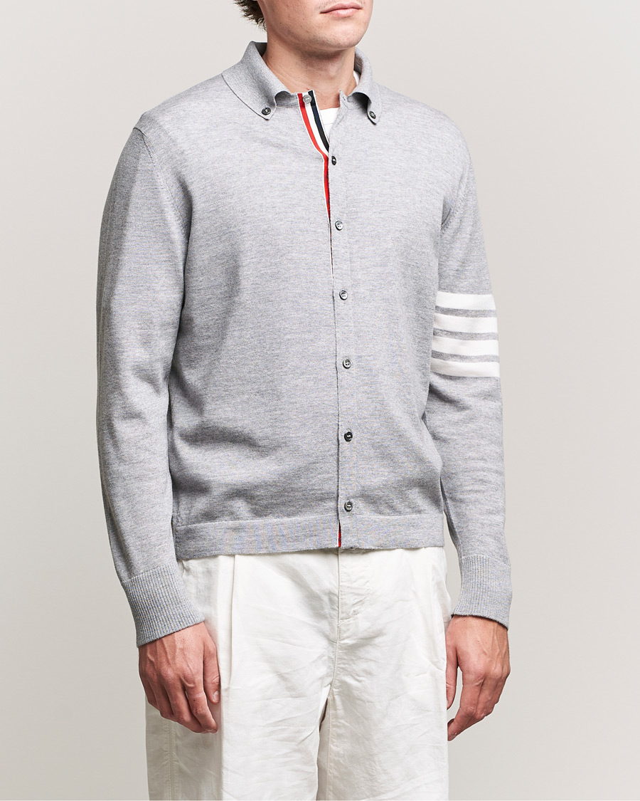 Herr | Skjortor | Thom Browne | Merino Wool Button Down Shirt Light Grey