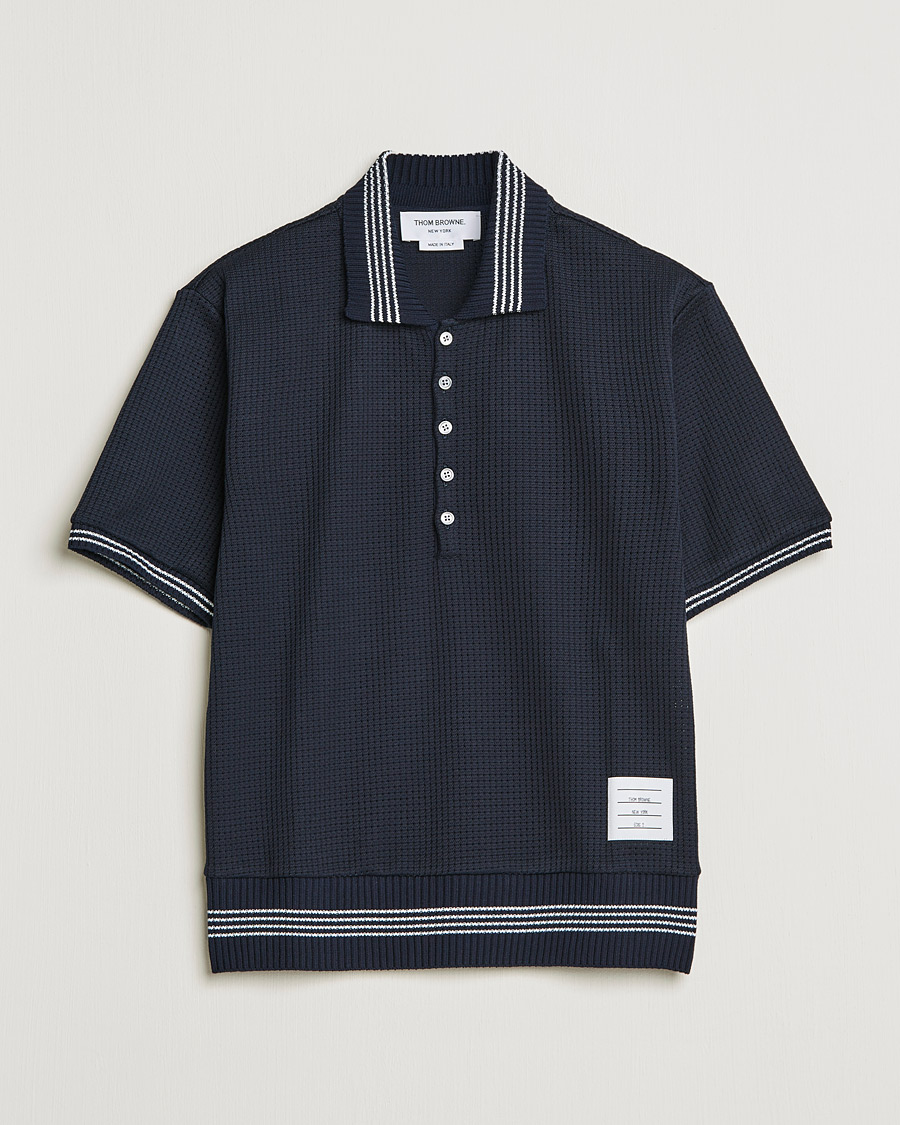 Herr | Pikéer | Thom Browne | Rib Cuff Polo Navy