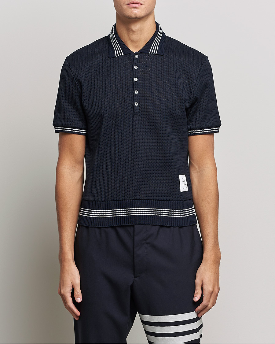Herr | Pikéer | Thom Browne | Rib Cuff Polo Navy