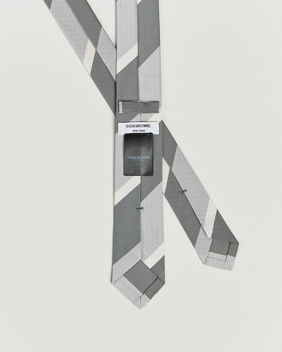 Herr | Thom Browne Wide Rep Stripe Tie Medium Grey | Thom Browne | Wide Rep Stripe Tie Medium Grey