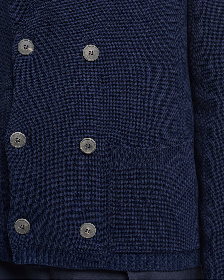 Herr | Kavajer | Giorgio Armani | Double Breasted Knitted Blazer Navy