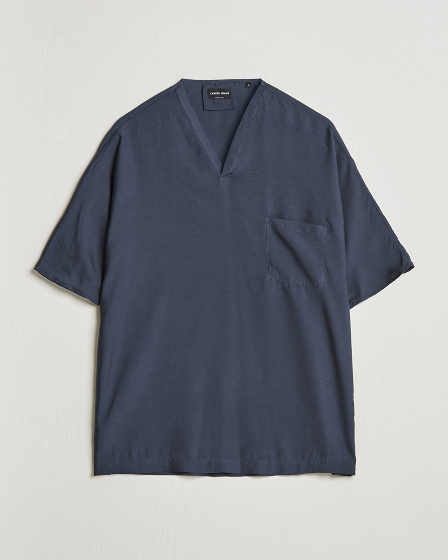 Herr | T-Shirts | Giorgio Armani | Silk Blend T-Shirt Navy