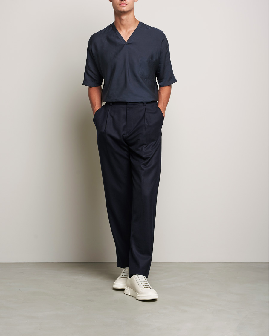 Herr | T-Shirts | Giorgio Armani | Silk Blend T-Shirt Navy