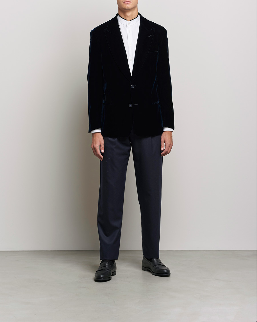 Herr | Kavajer | Giorgio Armani | Peak Lapel Velvet Blazer Navy