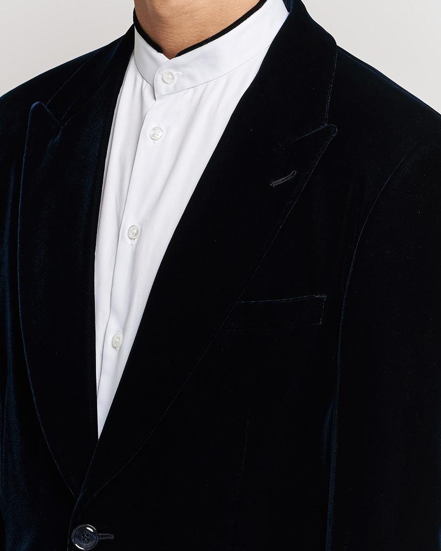 Herr | Kavajer | Giorgio Armani | Peak Lapel Velvet Blazer Navy