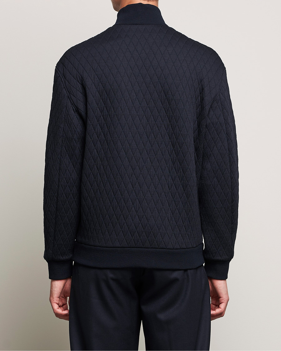 Herr | Tröjor | Giorgio Armani | Diamond Quilted Zip Sweater Navy