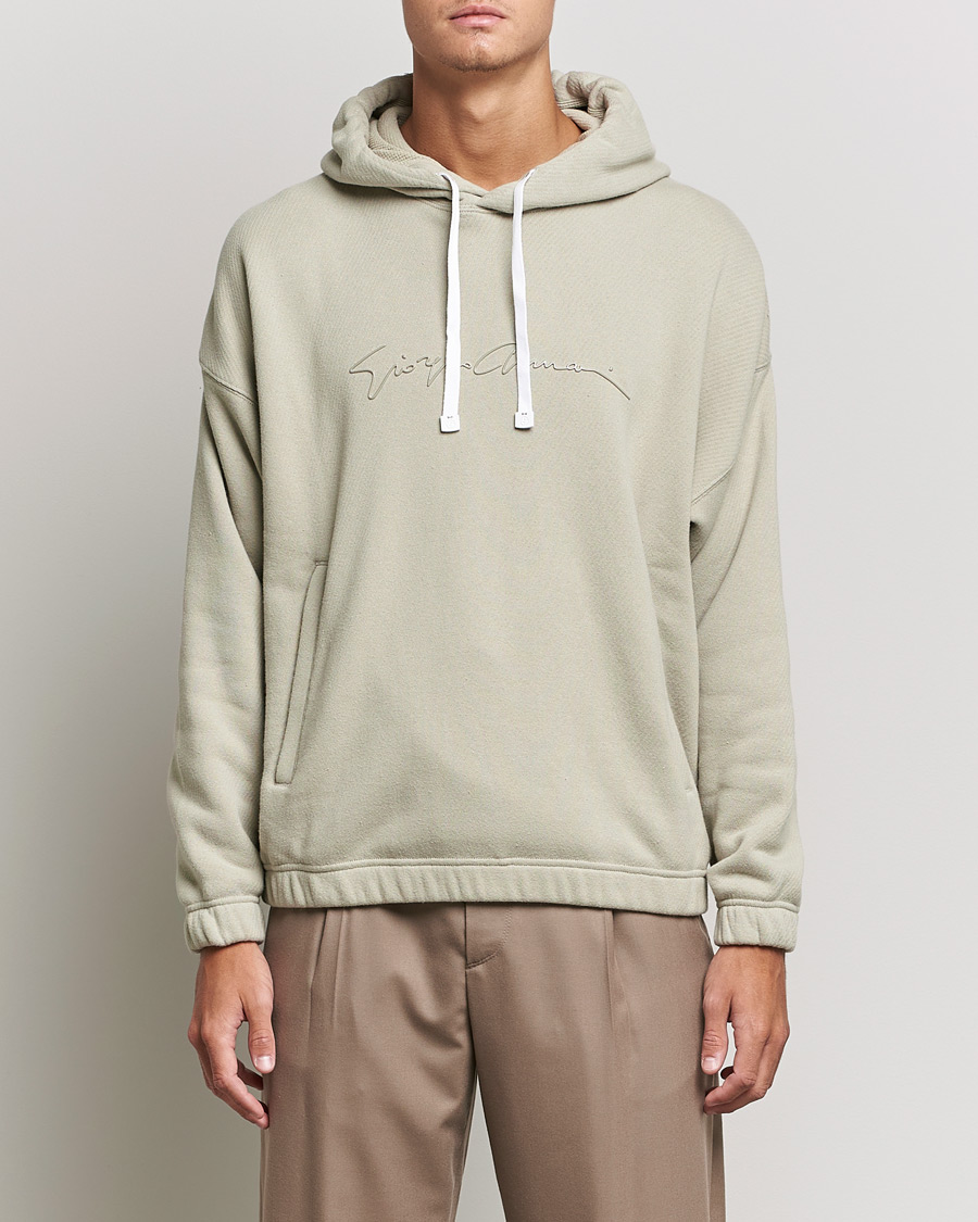 Herr | Tröjor | Giorgio Armani | Heavy Cotton Hoodie Beige