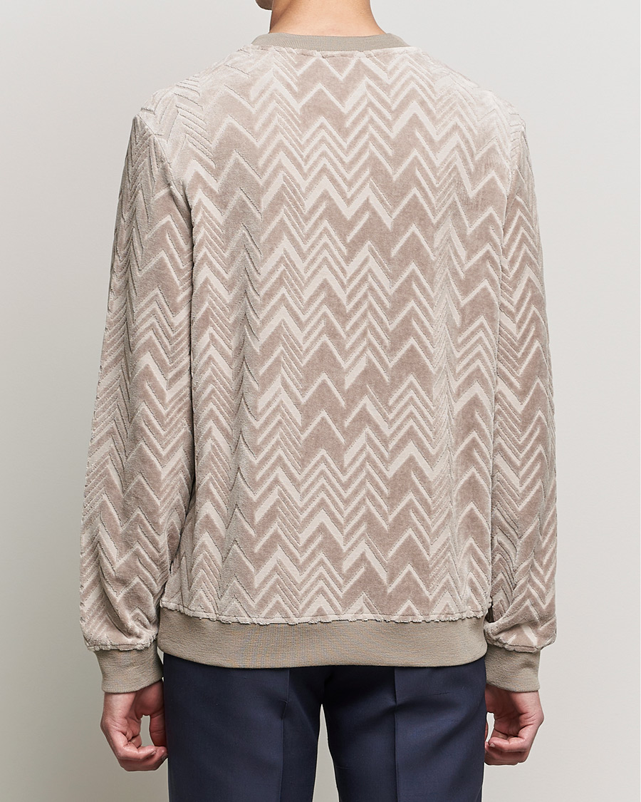 Herr | Tröjor | Giorgio Armani | Velvet Jersey Chevron Sweater Beige