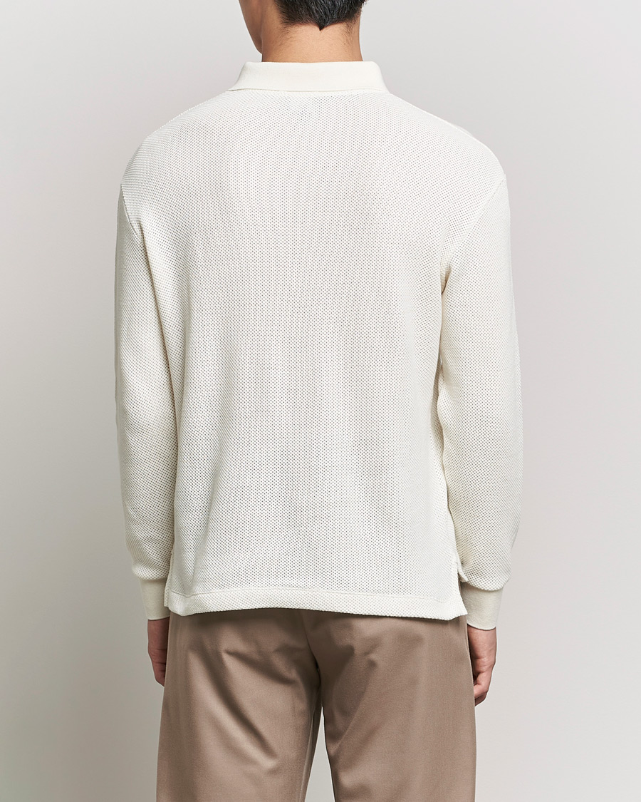 Herr | Tröjor | Giorgio Armani | Wool Piquet Long Sleeve Polo Off White