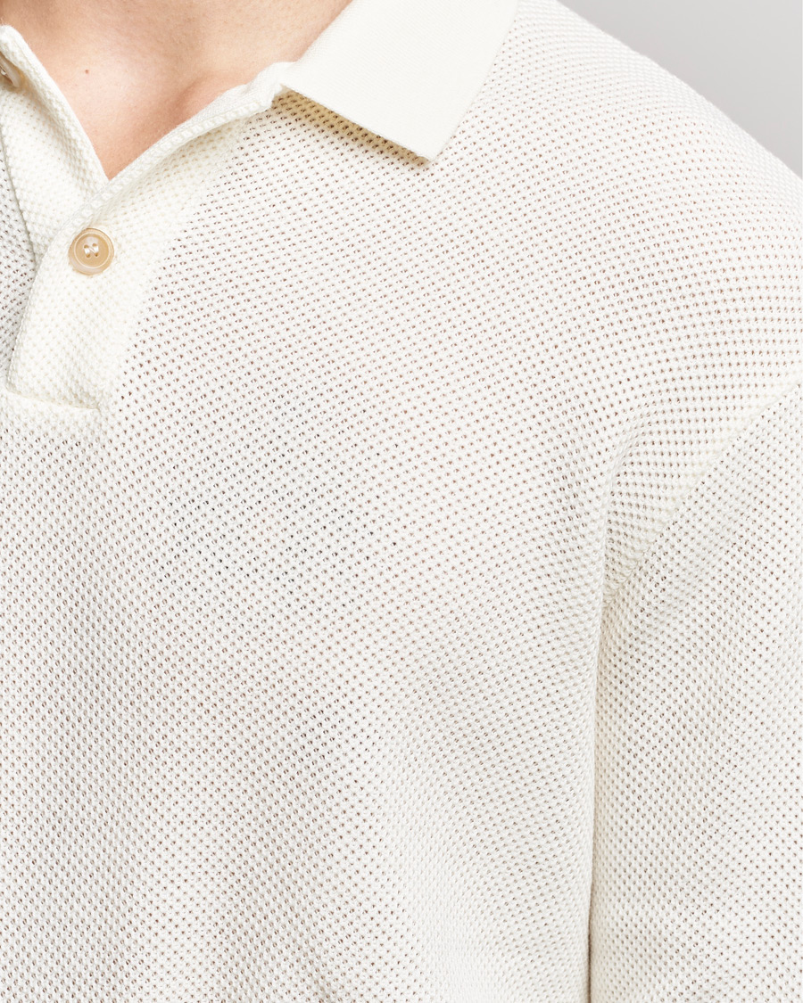 Herr | Tröjor | Giorgio Armani | Wool Piquet Long Sleeve Polo Off White