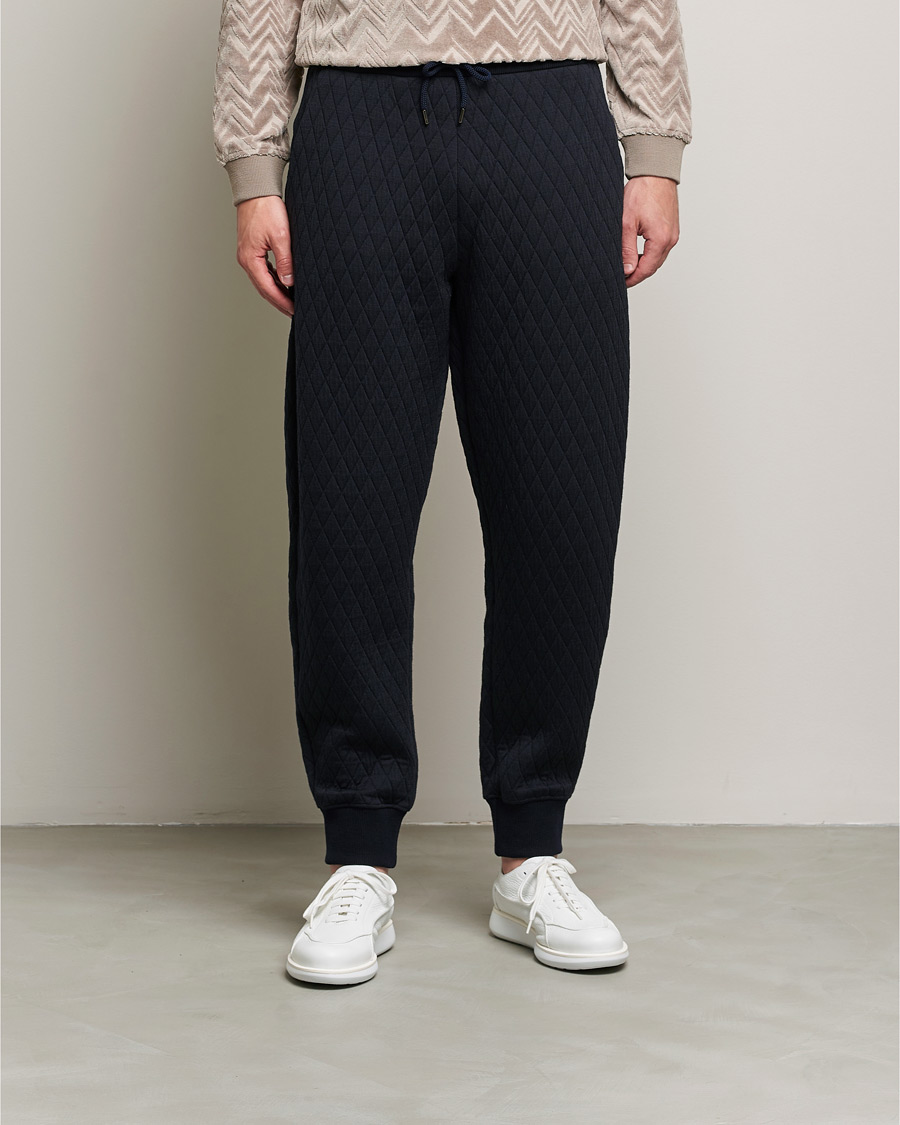 Herr | Byxor | Giorgio Armani | Diamond Quilted Joggers Navy