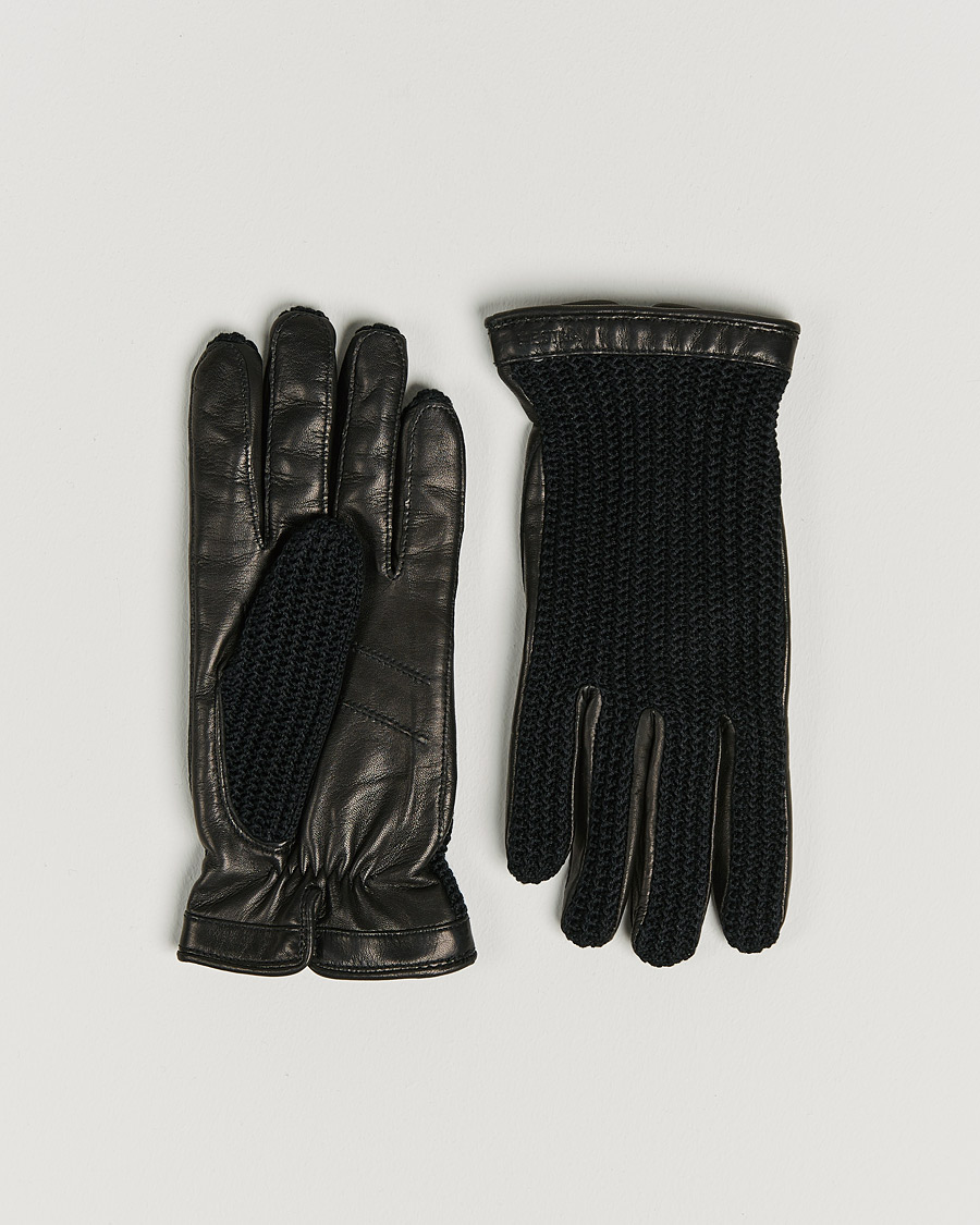 Herr | Handskar | Hestra | Adam Crochet Wool Lined Glove Black