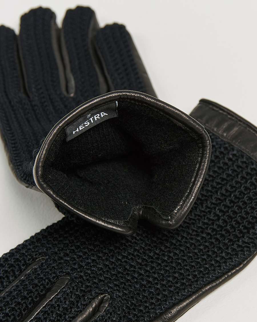 Herr | Handskar | Hestra | Adam Crochet Wool Lined Glove Black/Black