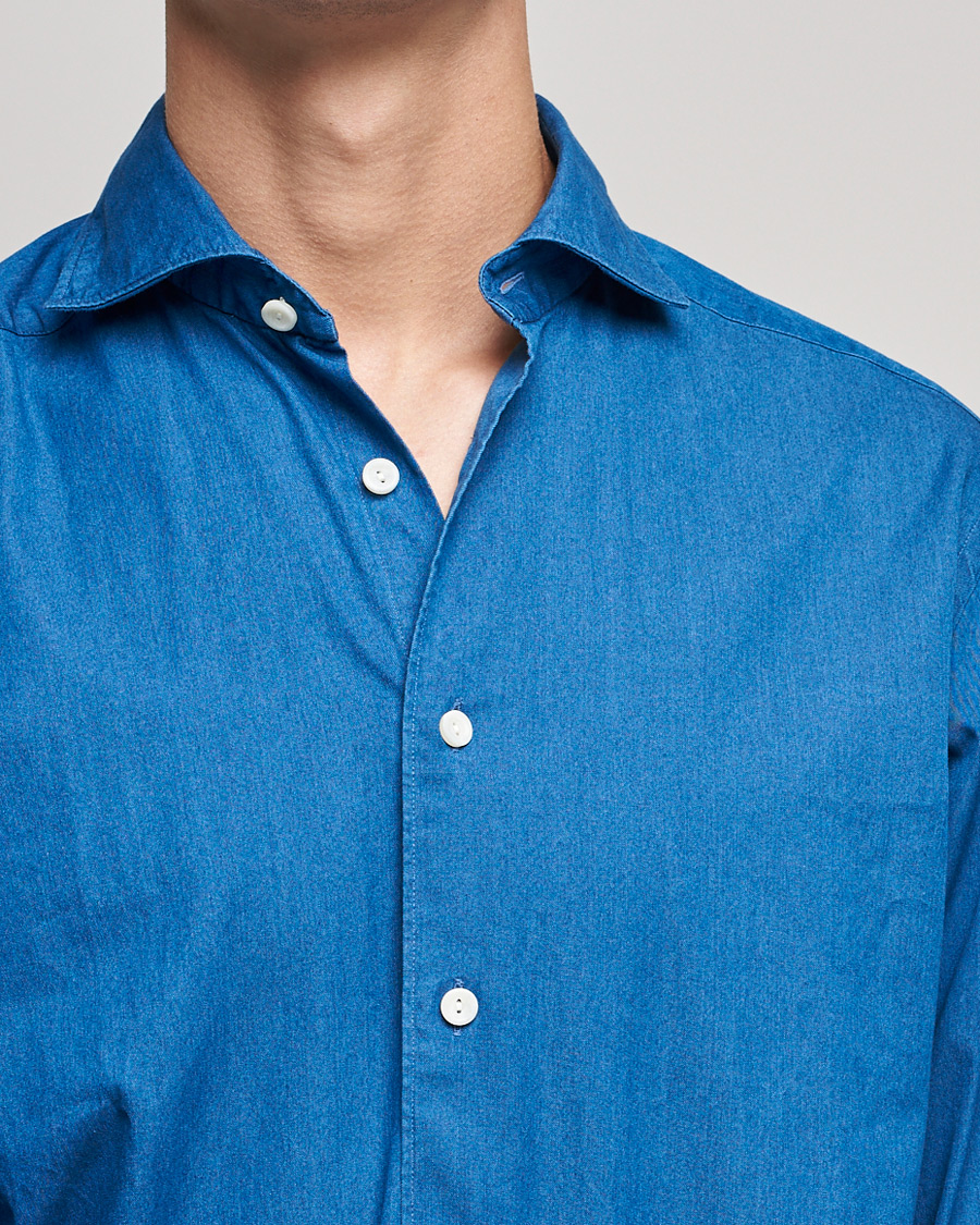 Herr | Skjortor | Eton | Slim Fit Garment Washed Denim Shirt Indigo