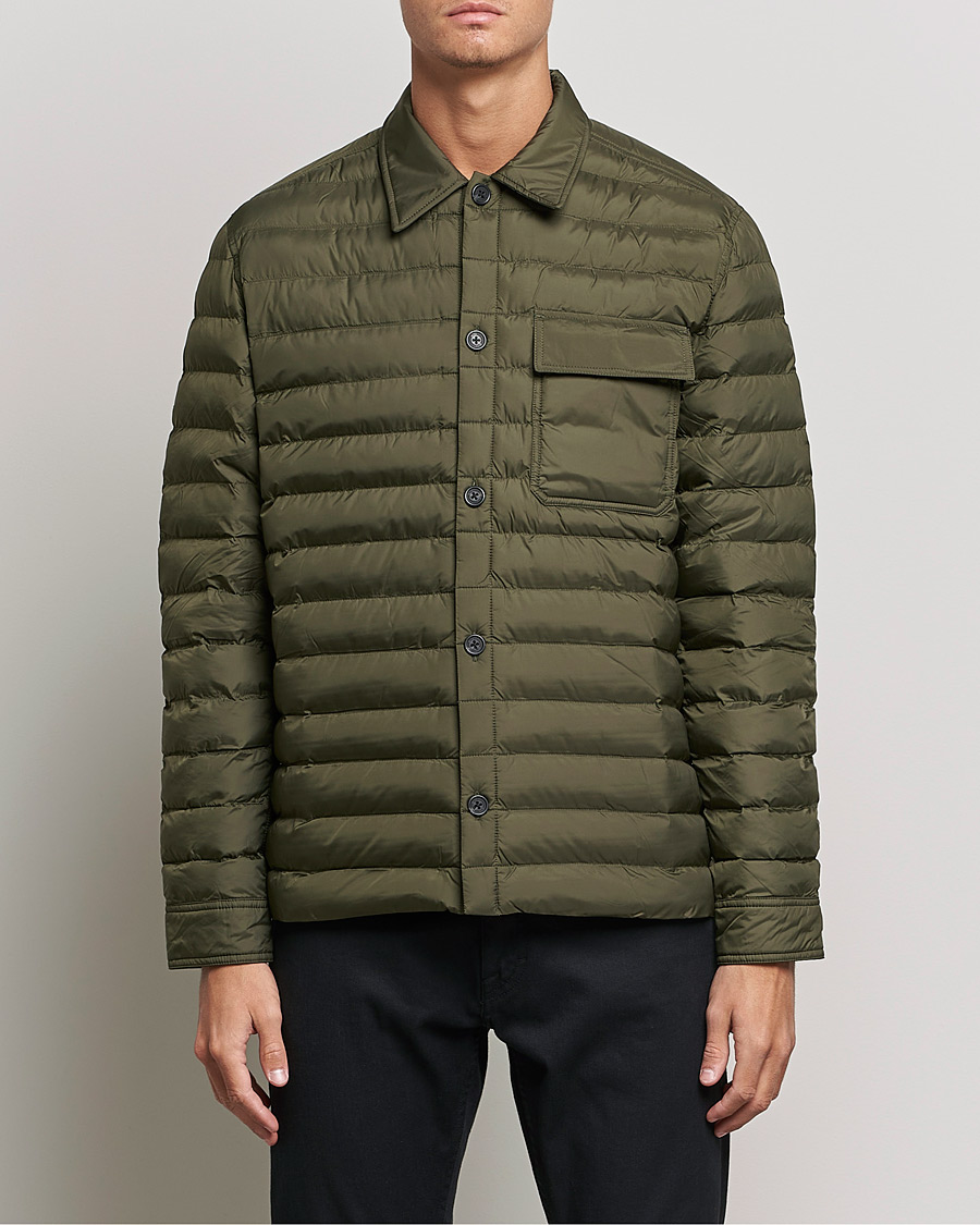 Herr | Skjortor | J.Lindeberg | Gorman Quilted Overshirt Forest Green