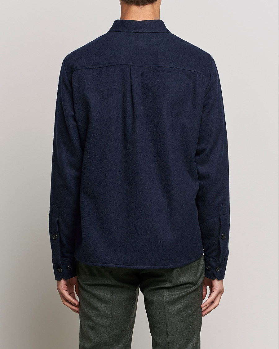 J.Lindeberg Flat Wool Regular Overshirt Navy Herr Care of Carl