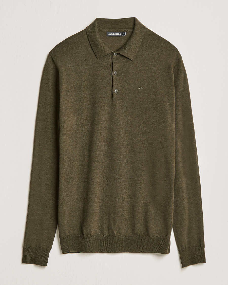 Herr | Tröjor | J.Lindeberg | Noel True Merino Poloshirt Forest Green