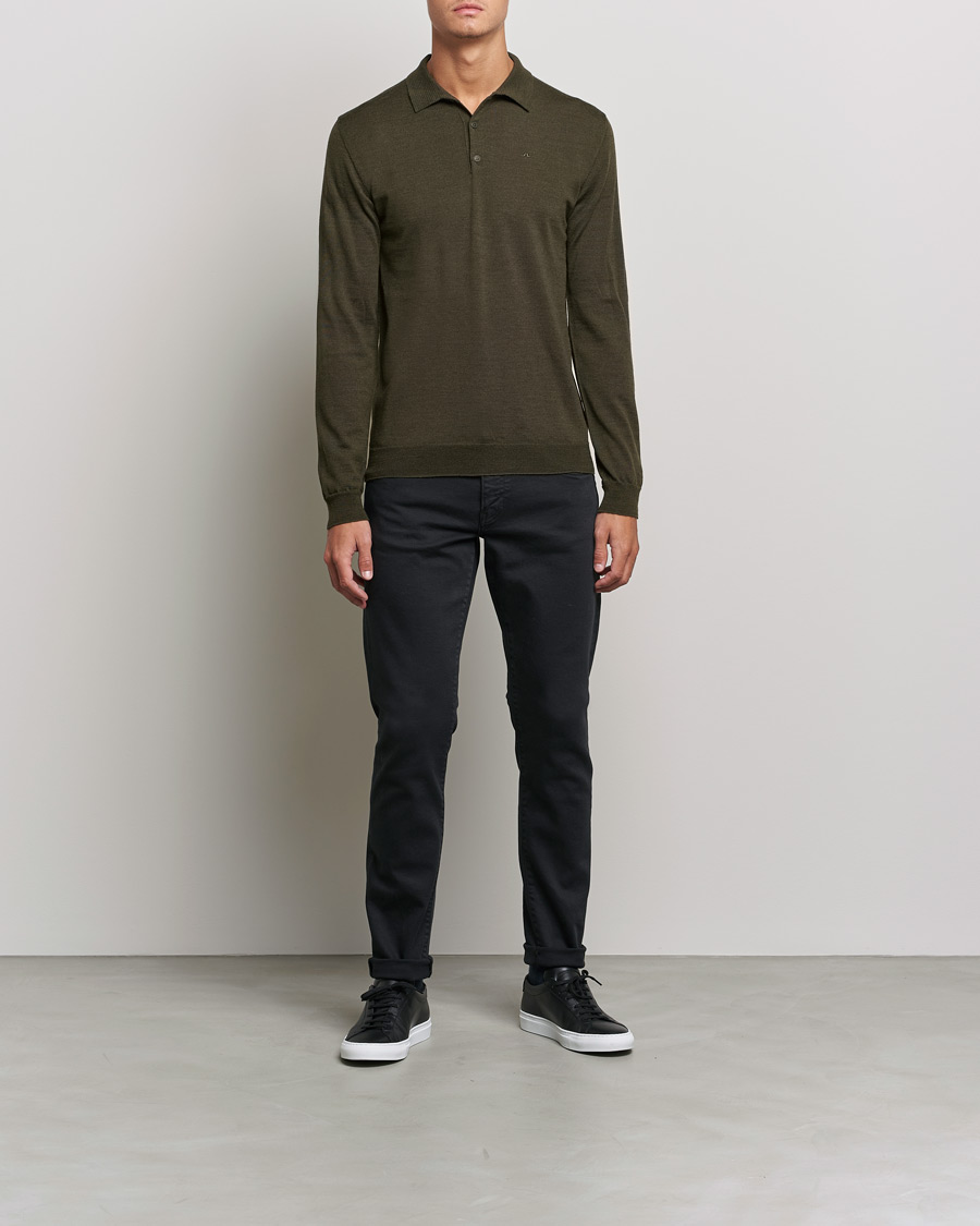 Herr | Tröjor | J.Lindeberg | Noel True Merino Poloshirt Forest Green