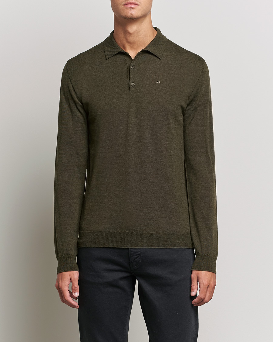 Herr | Tröjor | J.Lindeberg | Noel True Merino Poloshirt Forest Green