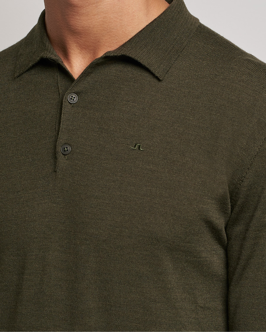 Herr | Tröjor | J.Lindeberg | Noel True Merino Poloshirt Forest Green