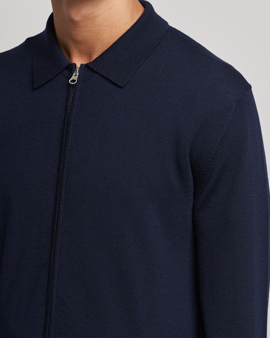 Herr | Tröjor | J.Lindeberg | Nyle True Merino Zip Cardigan Navy