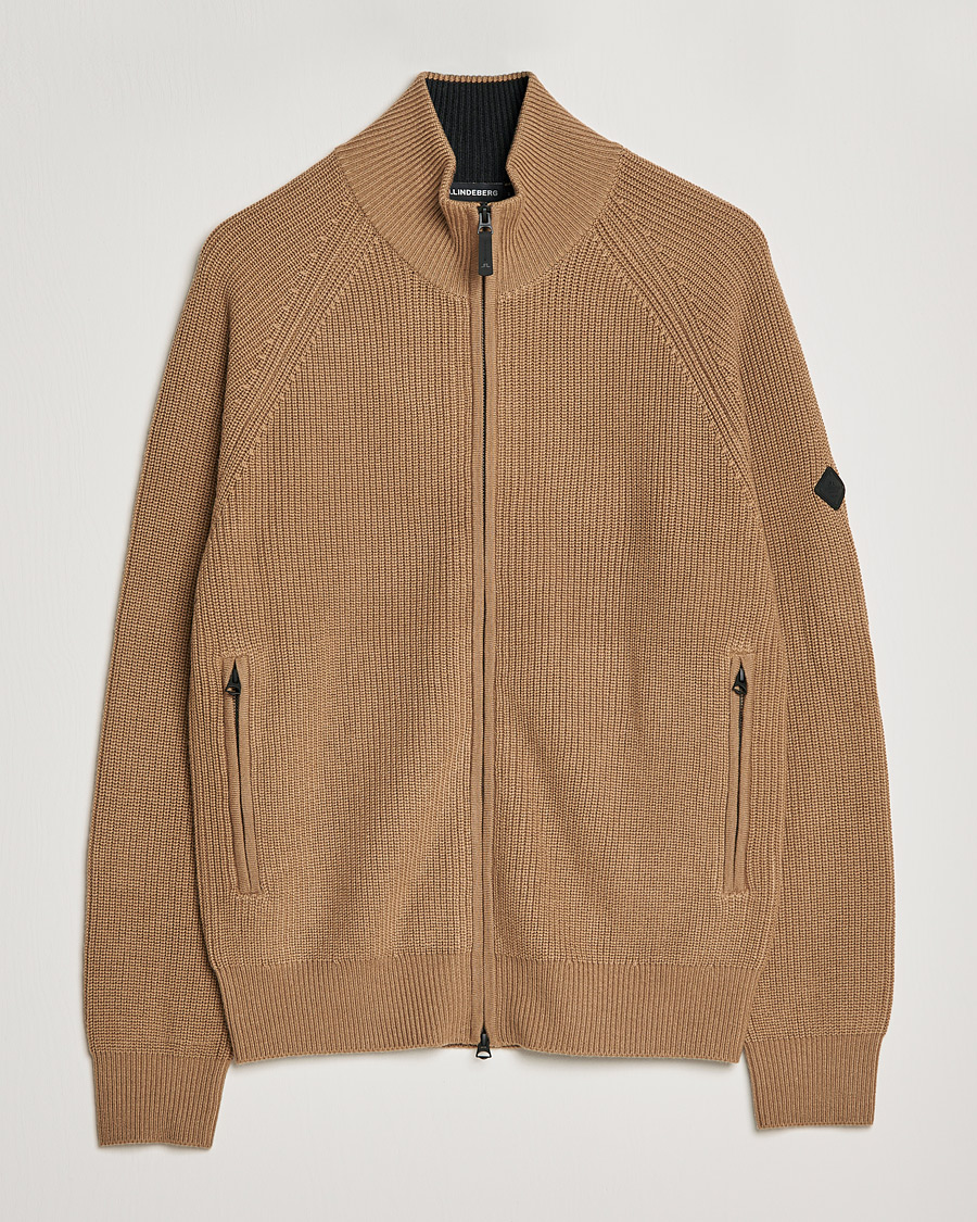Herr | Tröjor | J.Lindeberg | Kyler Wool Blend Zip Tiger Brown