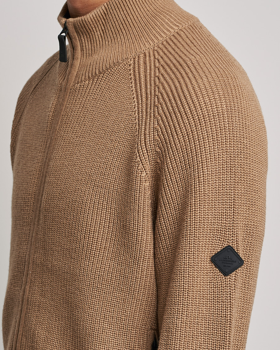 Herr | Tröjor | J.Lindeberg | Kyler Wool Blend Zip Tiger Brown