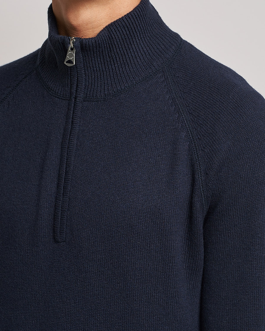 Herr | Tröjor | J.Lindeberg | Collin Cashmere/Wool Knitted Half Zip Navy