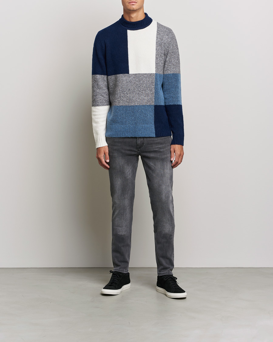 Herr | Tröjor | J.Lindeberg | Orian Wool Blend Turtleneck Blue Colorblock