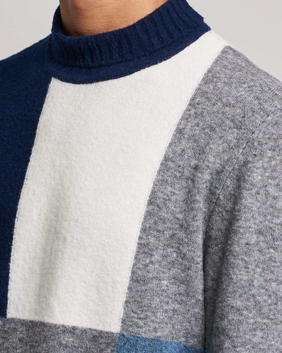 Herr | Tröjor | J.Lindeberg | Orian Wool Blend Turtleneck Blue Colorblock