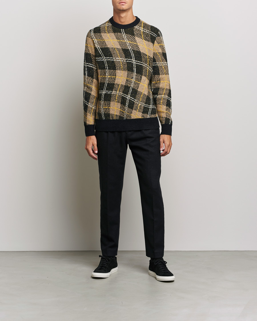 Herr | Tröjor | J.Lindeberg | Glen Hairy Jacquard Knitted Crew Neck Tiger Brown