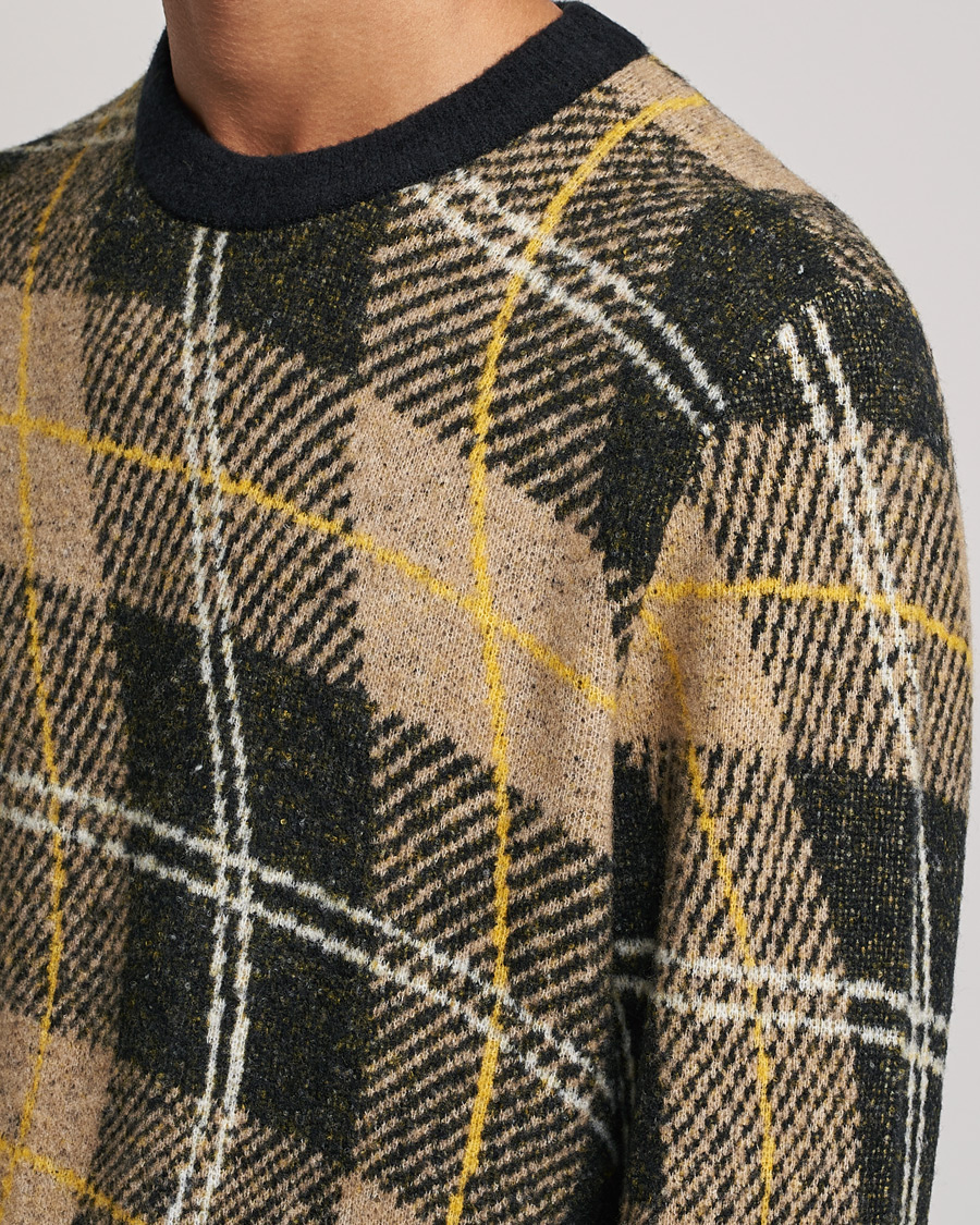 Herr | Tröjor | J.Lindeberg | Glen Hairy Jacquard Knitted Crew Neck Tiger Brown