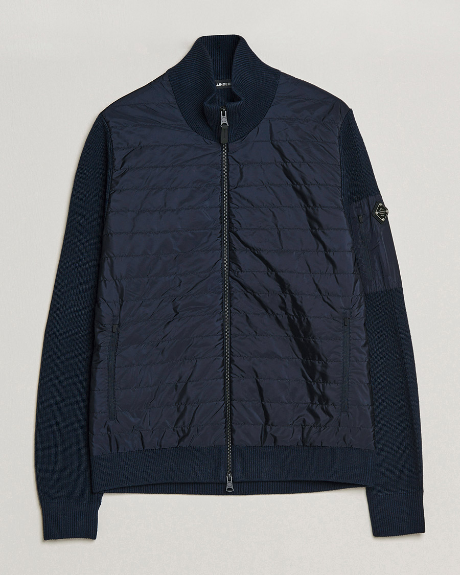 Herr | Tröjor | J.Lindeberg | Beck Knitted Hybrid Jacket Navy