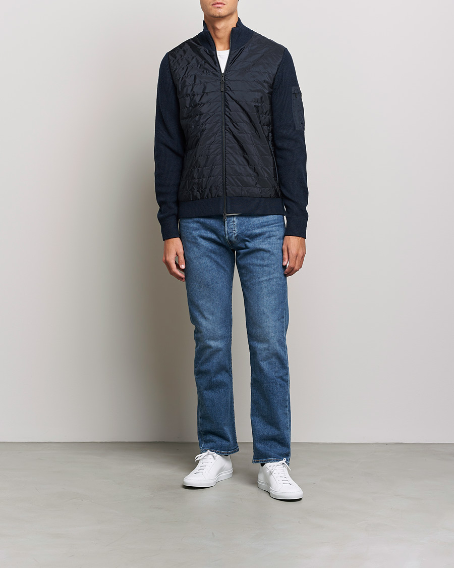 Herr | Tröjor | J.Lindeberg | Beck Knitted Hybrid Jacket Navy