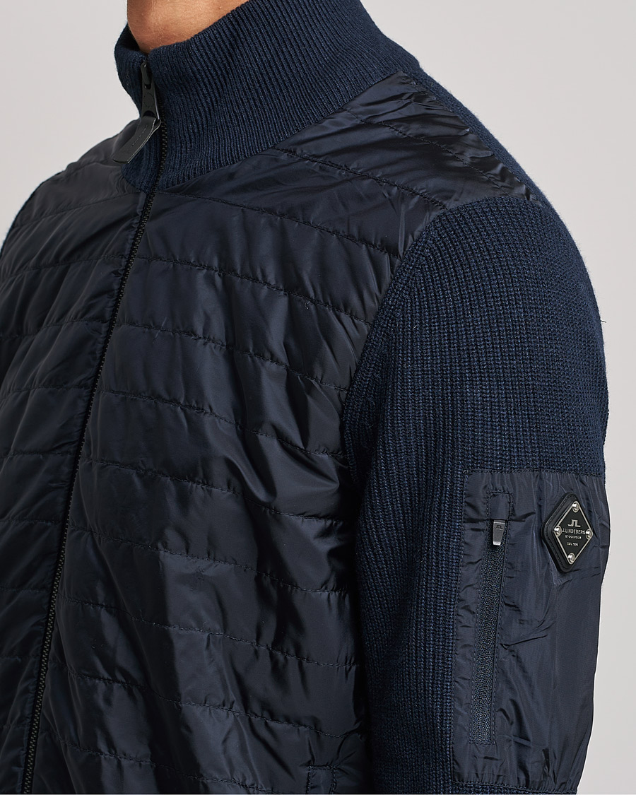 Herr | Tröjor | J.Lindeberg | Beck Knitted Hybrid Jacket Navy