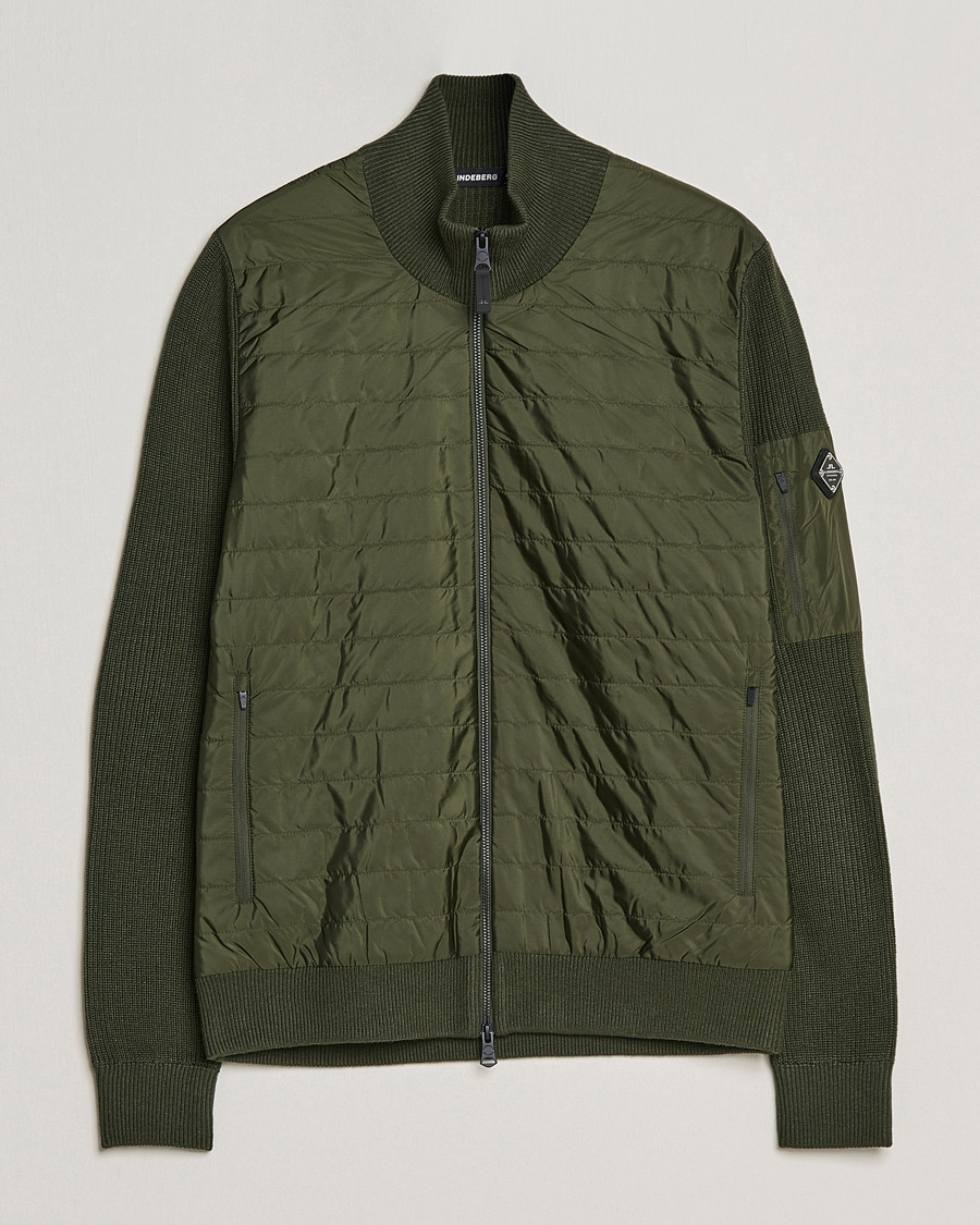 Herr | Tröjor | J.Lindeberg | Beck Knitted Hybrid Jacket Forest Green