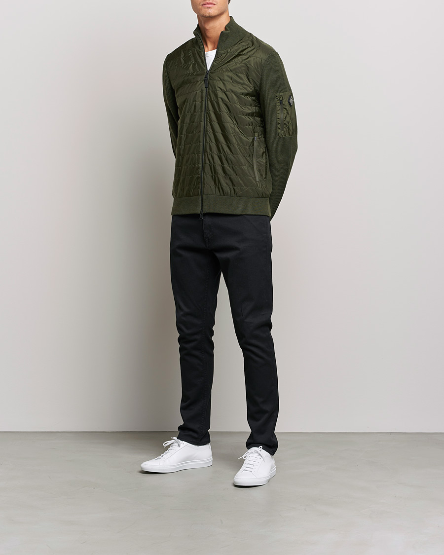 Herr | Tröjor | J.Lindeberg | Beck Knitted Hybrid Jacket Forest Green