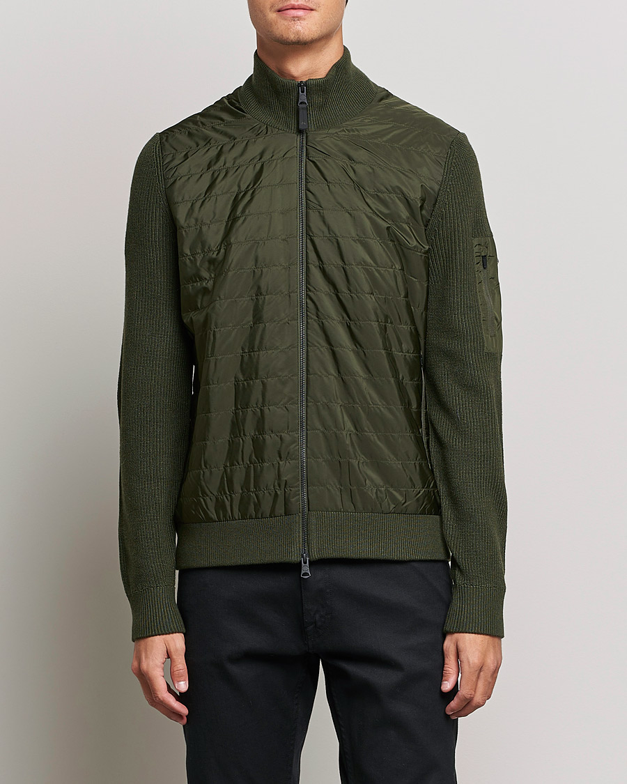 Herr | Tröjor | J.Lindeberg | Beck Knitted Hybrid Jacket Forest Green