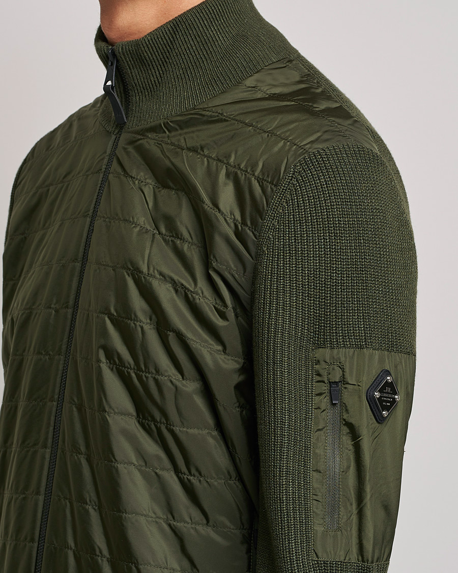Herr | Tröjor | J.Lindeberg | Beck Knitted Hybrid Jacket Forest Green