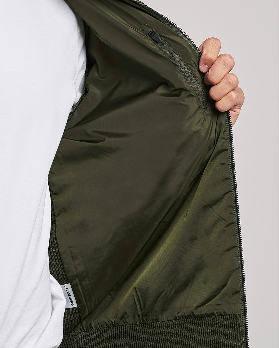 Herr | Tröjor | J.Lindeberg | Beck Knitted Hybrid Jacket Forest Green