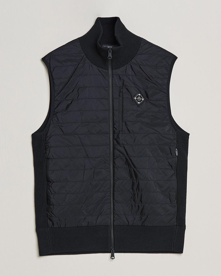 Herr | Tröjor | J.Lindeberg | Becket Knitted Hybrid Zip Vest Black