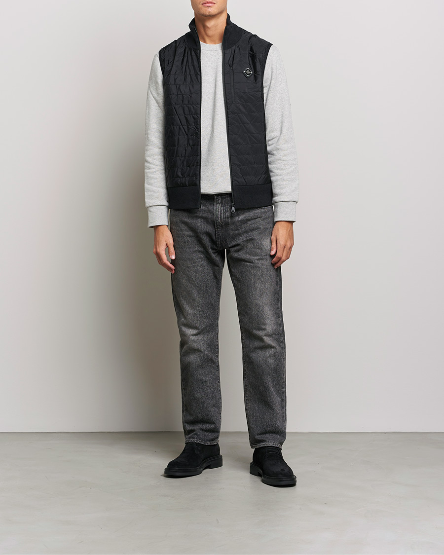 Herr | Tröjor | J.Lindeberg | Becket Knitted Hybrid Zip Vest Black