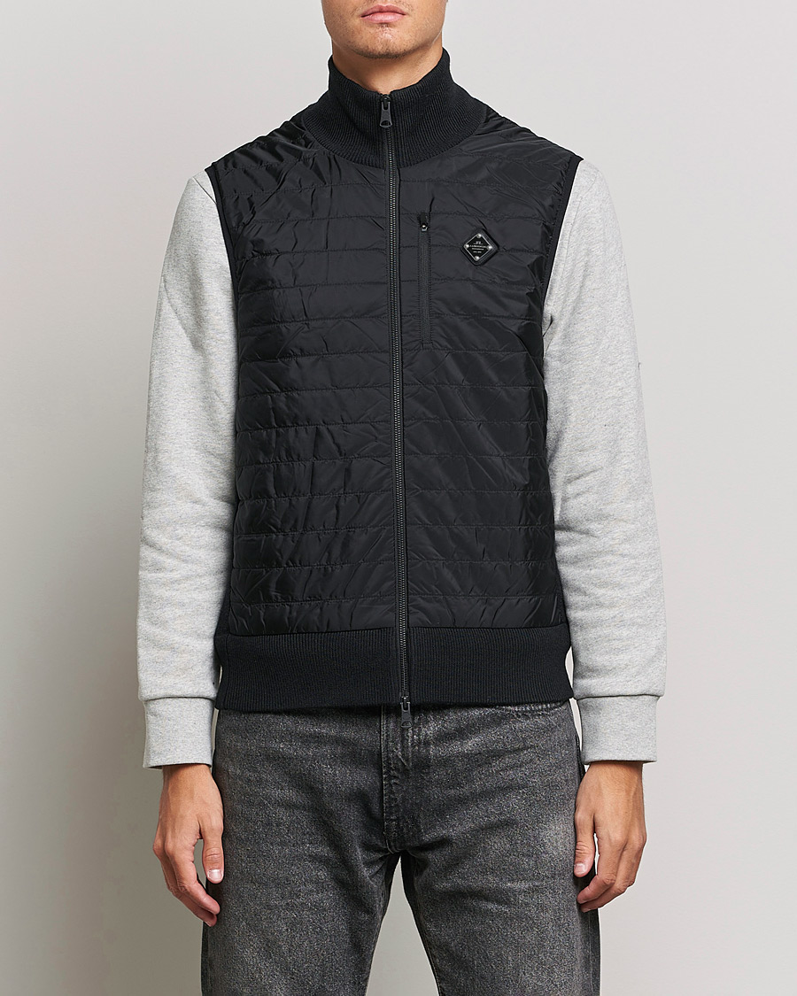 Herr | Tröjor | J.Lindeberg | Becket Knitted Hybrid Zip Vest Black