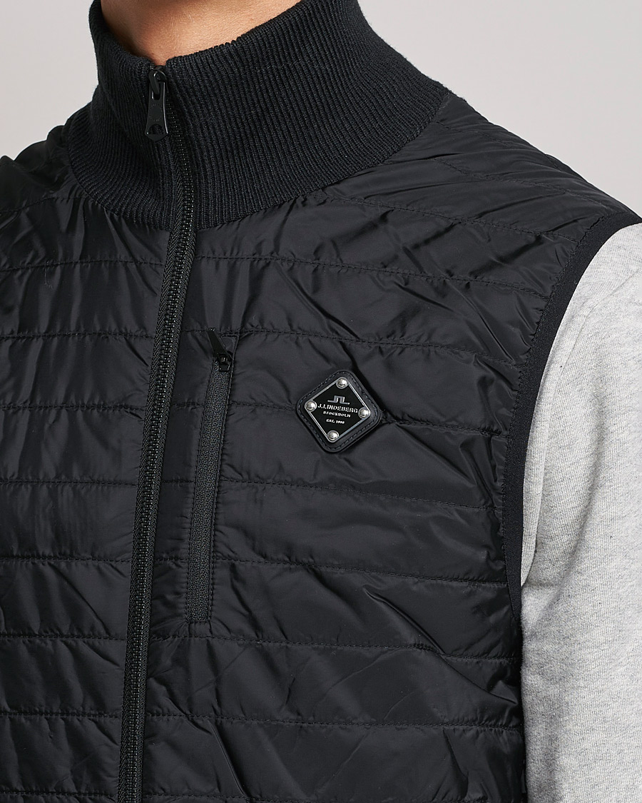 Herr | Tröjor | J.Lindeberg | Becket Knitted Hybrid Zip Vest Black