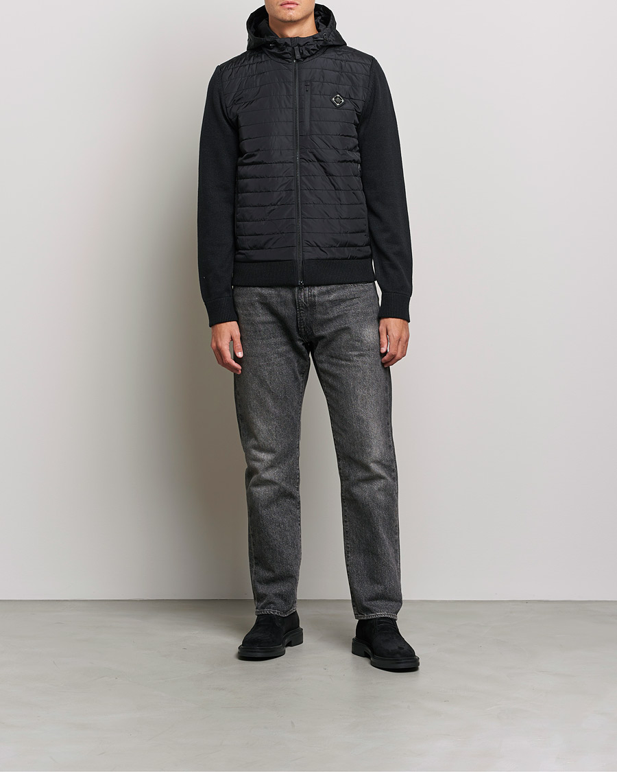 Herr |  | J.Lindeberg | Pierre Knitted Hybrid Full Zip Hood Black