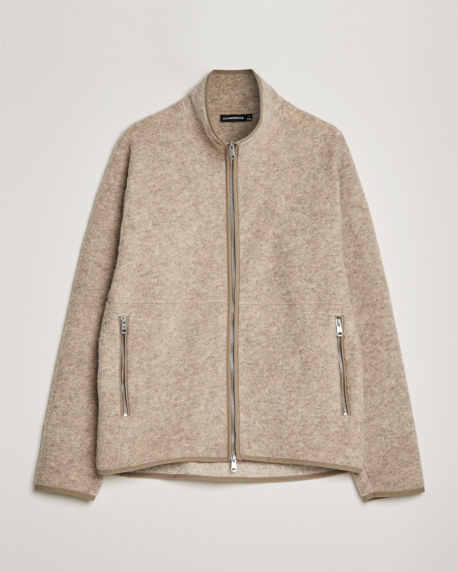 Herr | Tröjor | J.Lindeberg | Dustin Wool Fleece Jacket Tiger Brown