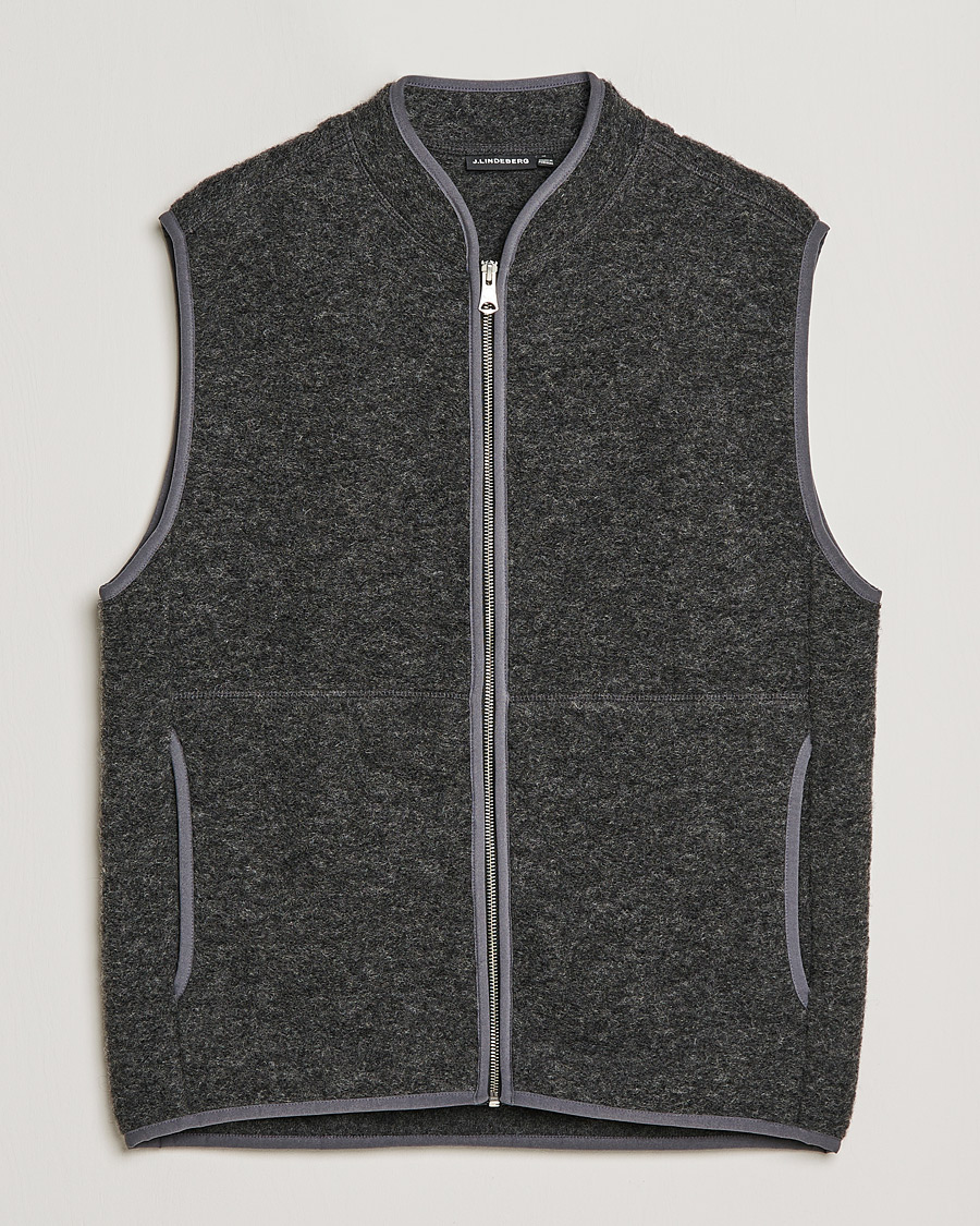 Herr | Tröjor | J.Lindeberg | Duncan Wool Fleece Vest Grey Melange