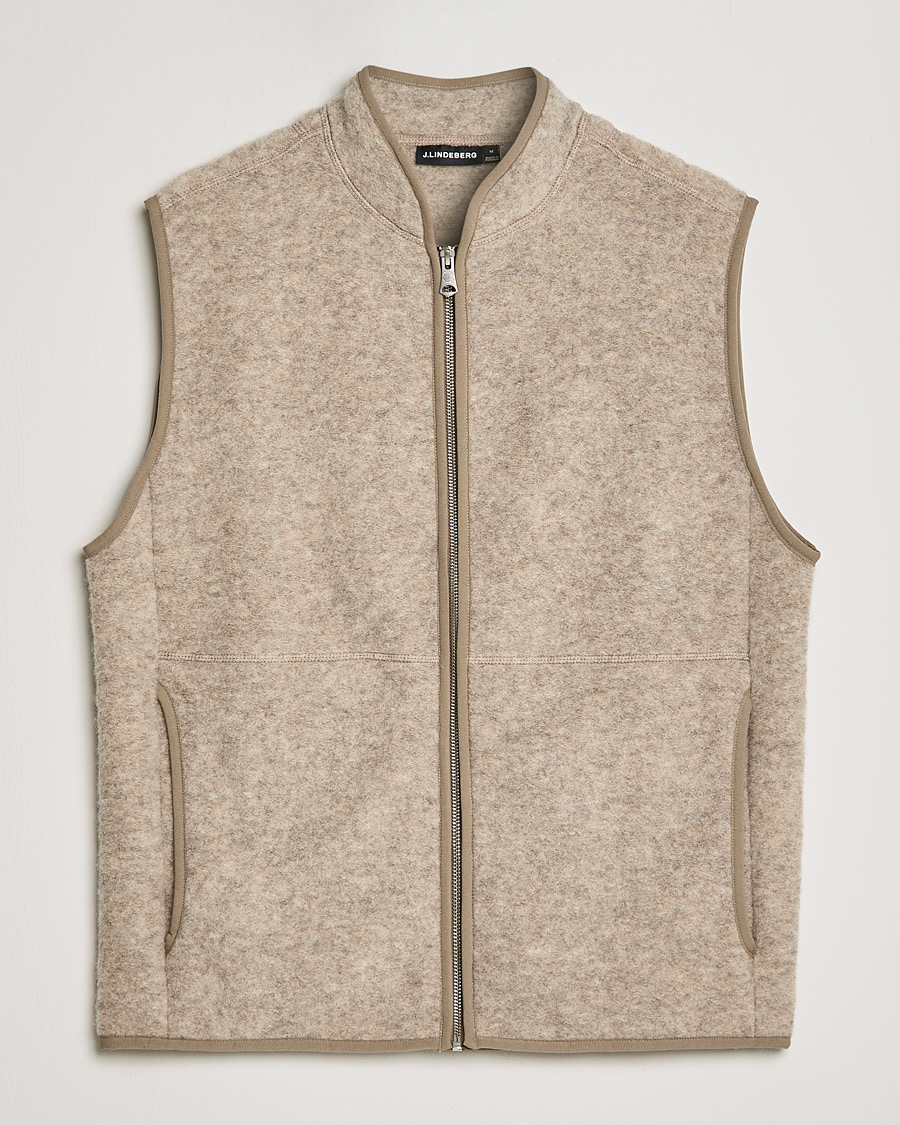 Herr | Tröjor | J.Lindeberg | Duncan Wool Fleece Vest Tiger Brown