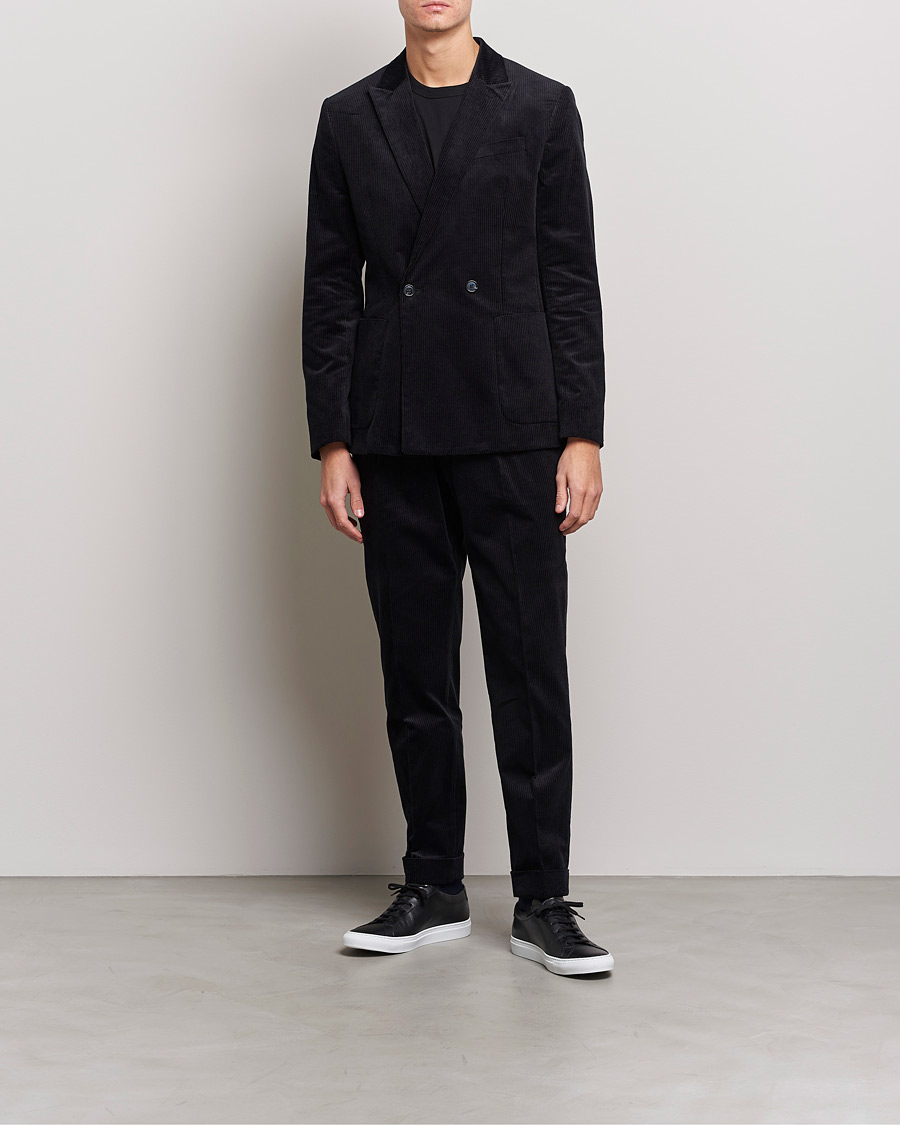 Herr | Byxor | J.Lindeberg | Gordon Pleated Corduroy Trousers Black