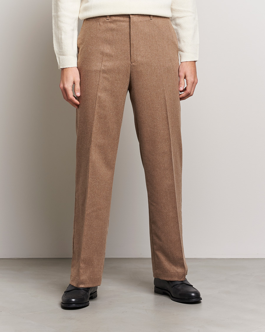 Herr | Byxor | J.Lindeberg | Haij Clean Flannel Trousers Tiger Brown